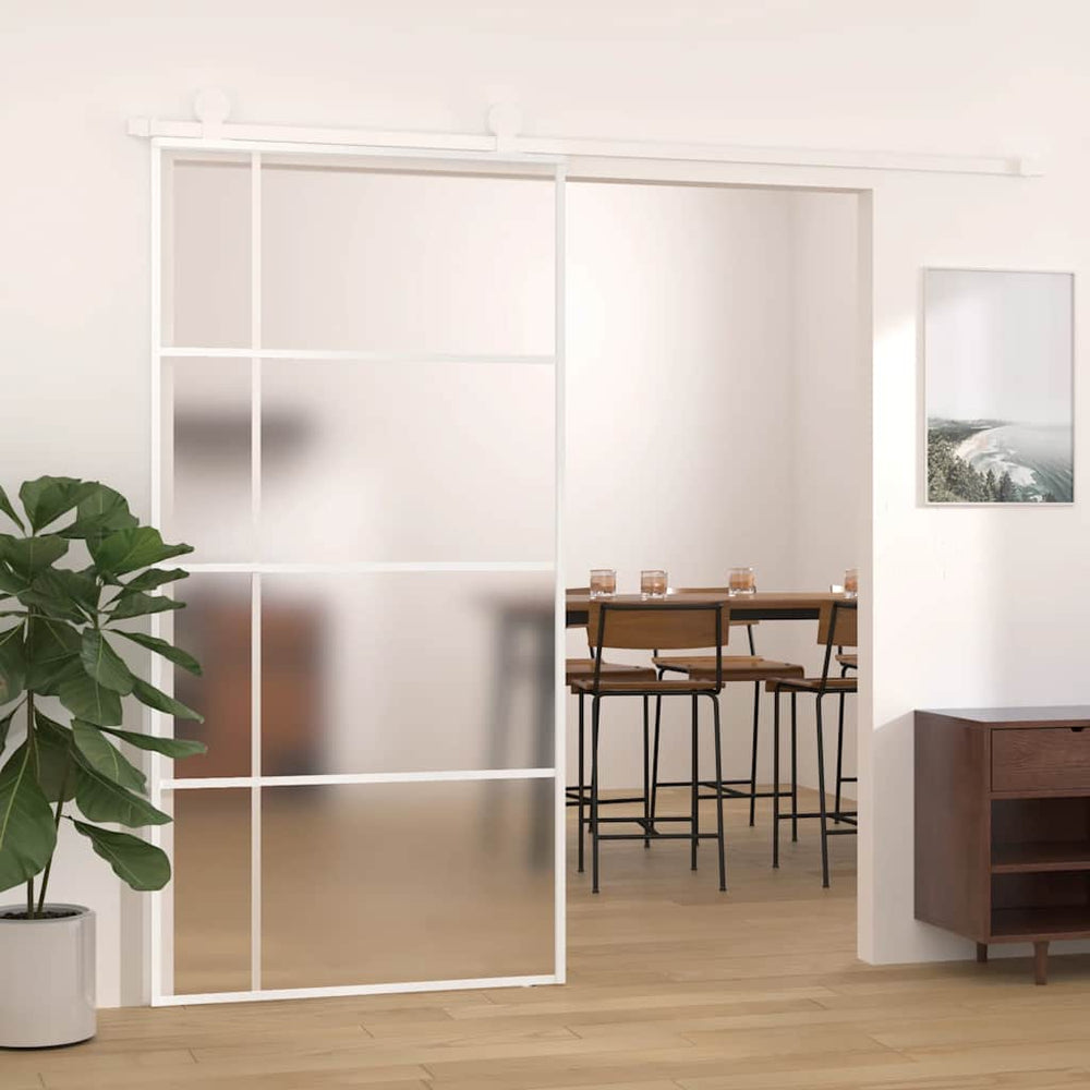 vidaXL Sliding Door ESG Frosted Glass and Aluminum 102.5x205 cm White