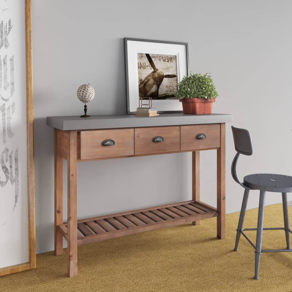 vidaXL Console Table 110x35x80 cm Solid Fir Wood
