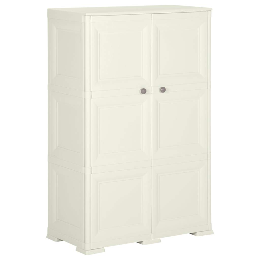 vidaXL Plastic Storage Cabinet 79x43x125 cm Wood Design Vanilla Ice