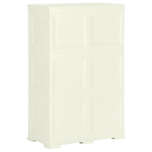 vidaXL Plastic Storage Cabinet 79x43x125 cm Wood Design Vanilla Ice