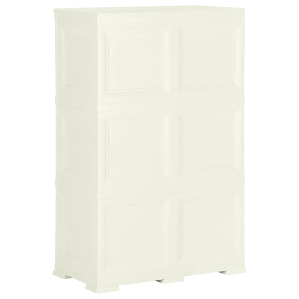 vidaXL Plastic Storage Cabinet 79x43x125 cm Wood Design Vanilla Ice