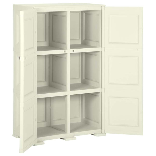 vidaXL Plastic Storage Cabinet 79x43x125 cm Wood Design Vanilla Ice