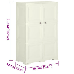 vidaXL Plastic Storage Cabinet 79x43x125 cm Wood Design Vanilla Ice