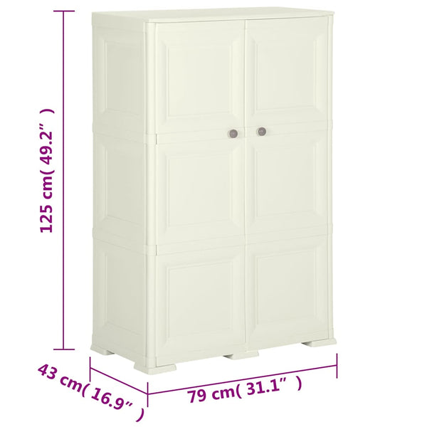 vidaXL Plastic Storage Cabinet 79x43x125 cm Wood Design Vanilla Ice