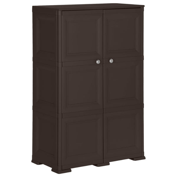vidaXL Plastic Storage Cabinet 79x43x125 cm Wood Design Brown