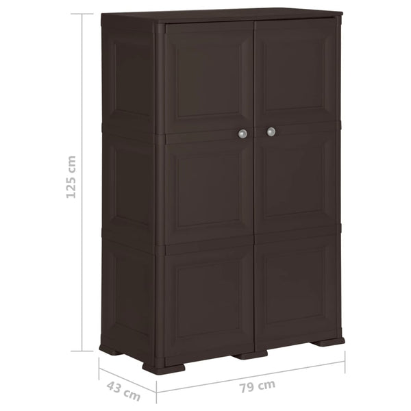 vidaXL Plastic Storage Cabinet 79x43x125 cm Wood Design Brown