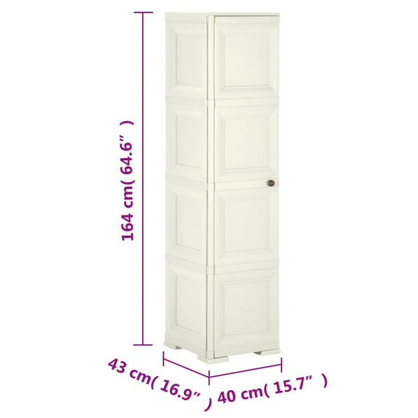 vidaXL Plastic Cabinet 40x43x164 cm Wood Design Vanilla Ice