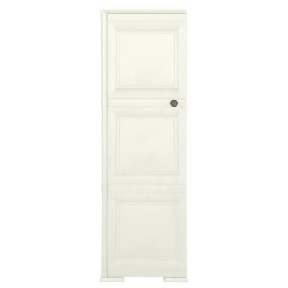 vidaXL Plastic Storage Cabinet 40x43x125 cm Wood Design Vanilla Ice