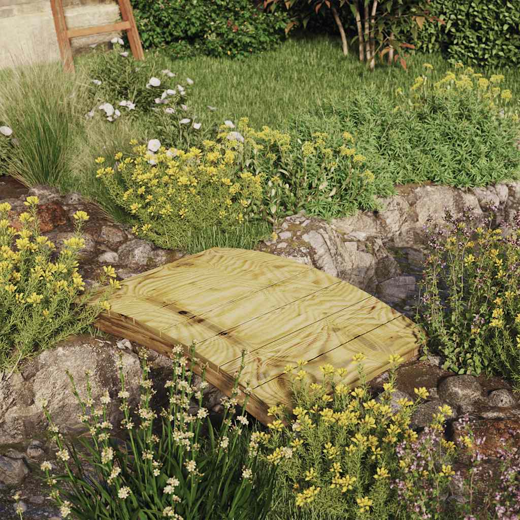 Gartenbrücke 110x74 cm Massivholz imprägniert Kiefer