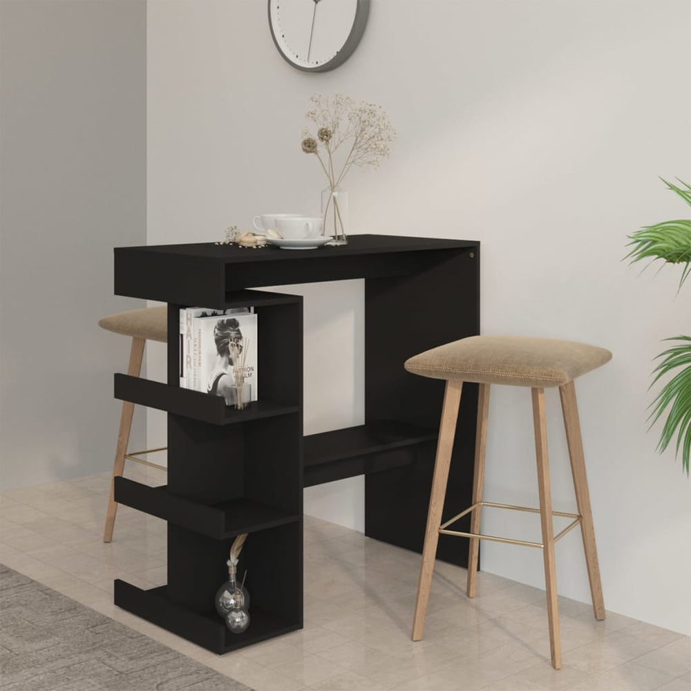 vidaXL Bar Table with Shelf Black 100x50x101.5 cm Engineered Wood