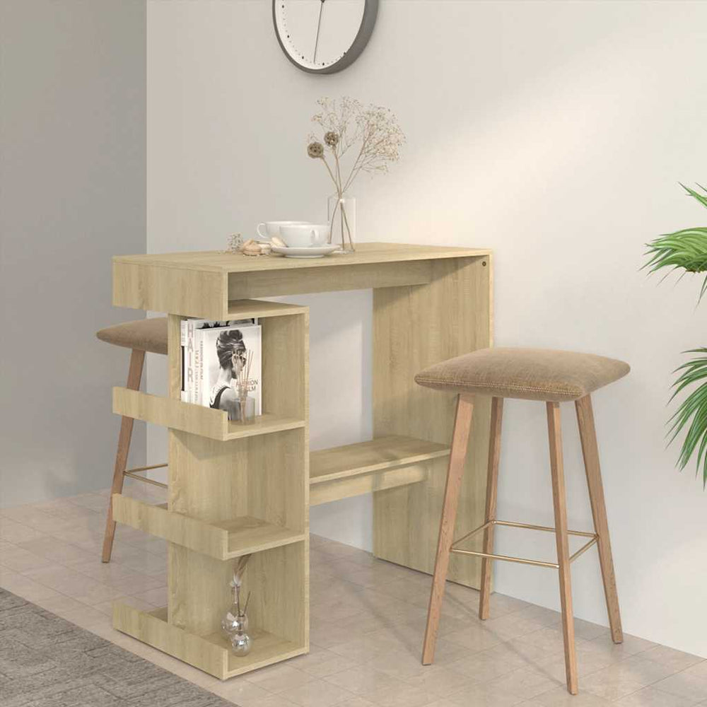 vidaXL Bar Table with Shelves Sonoma Oak 100x50x101.5 cm Engineered Wood