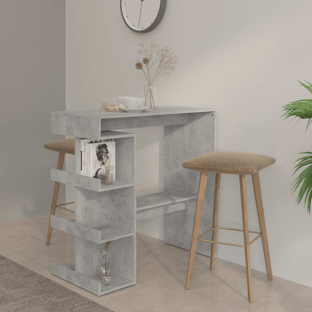 vidaXL Bar Table with Shelves Concrete Grey 100x50x101.5 cm Engineered Wood