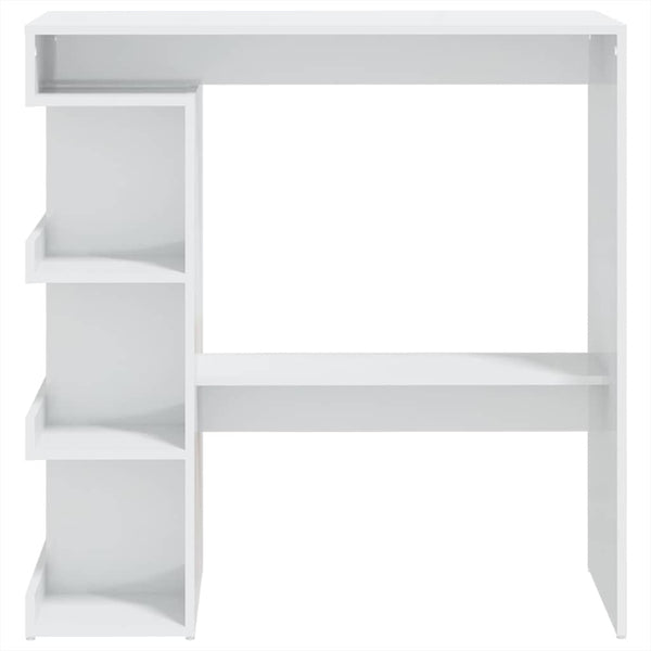 vidaXL Bar Table with Shelves High Gloss White 100x50x101.5 cm