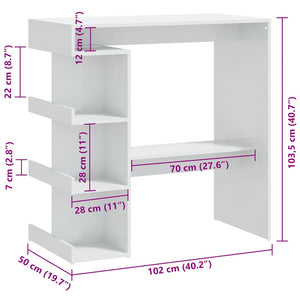 vidaXL Bar Table with Shelves High Gloss White 100x50x101.5 cm