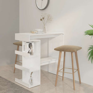 vidaXL Bar Table with Shelves High Gloss White 100x50x101.5 cm