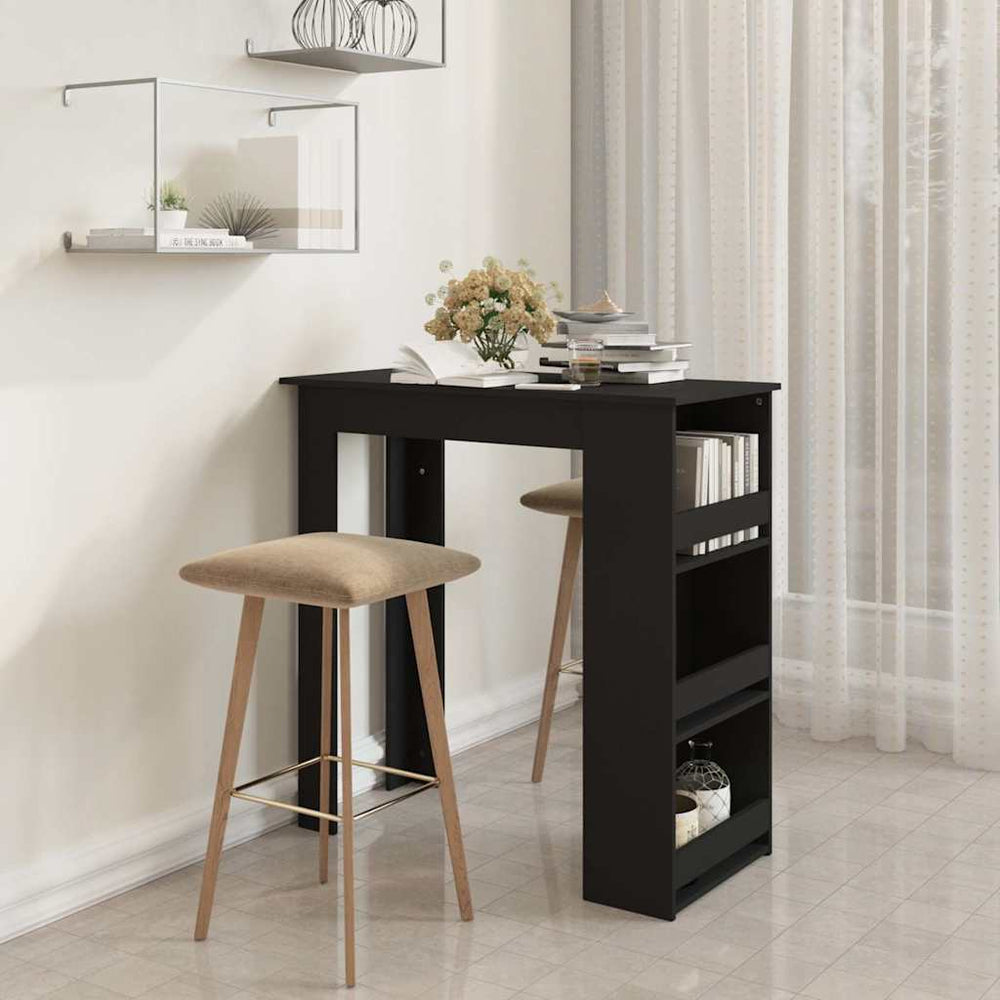 vidaXL Bar Table with Storage Black 102x50x103.5 cm Engineered Wood