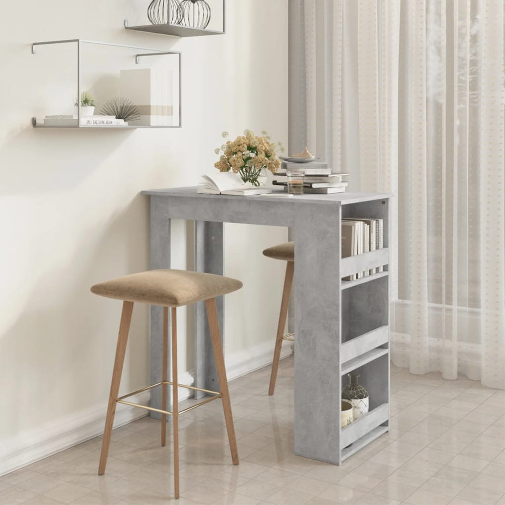 vidaXL Bar Table with Shelves Concrete Grey 102x50x103.5 cm