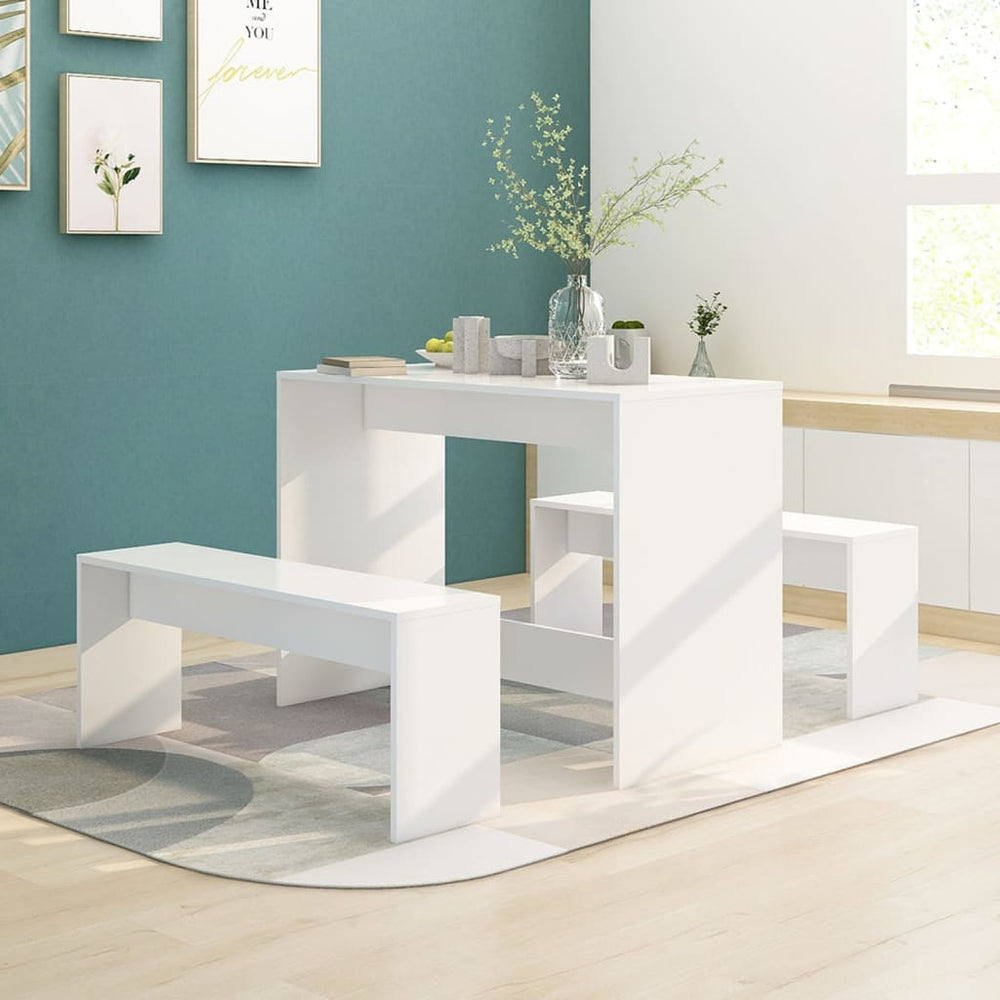 vidaXL 3-Piece Dining Set White Engineered Wood