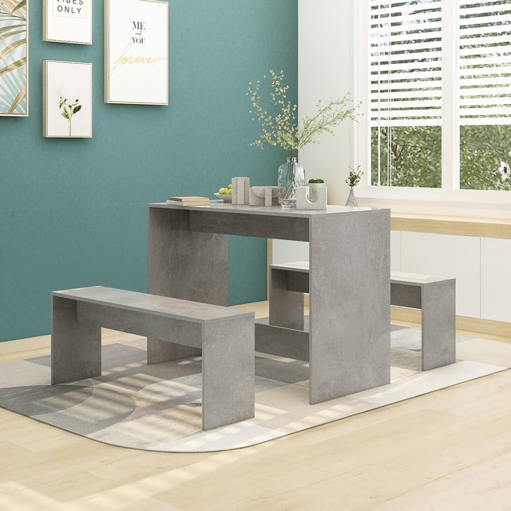 vidaXL 3-Piece Dining Set Concrete Grey Engineered Wood