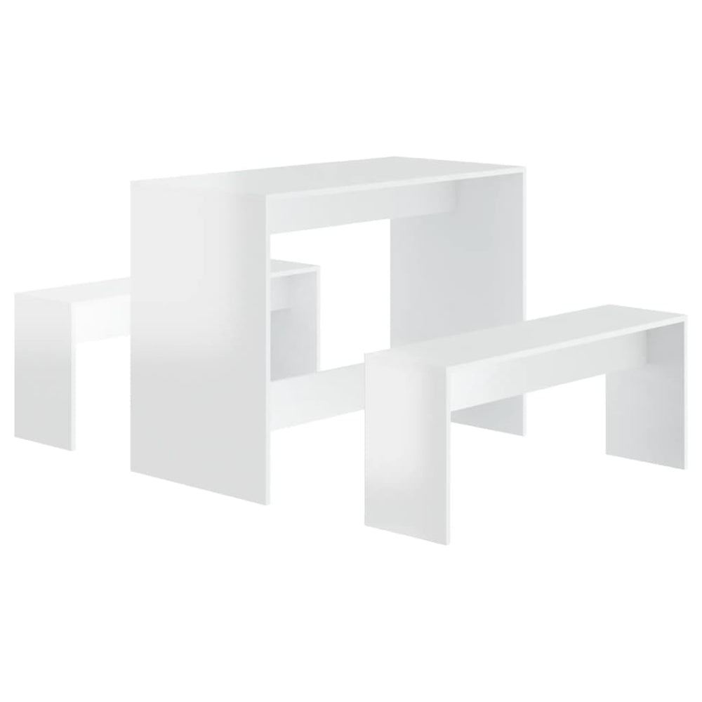 vidaXL 3-Piece Dining Set High Gloss White Engineered Wood
