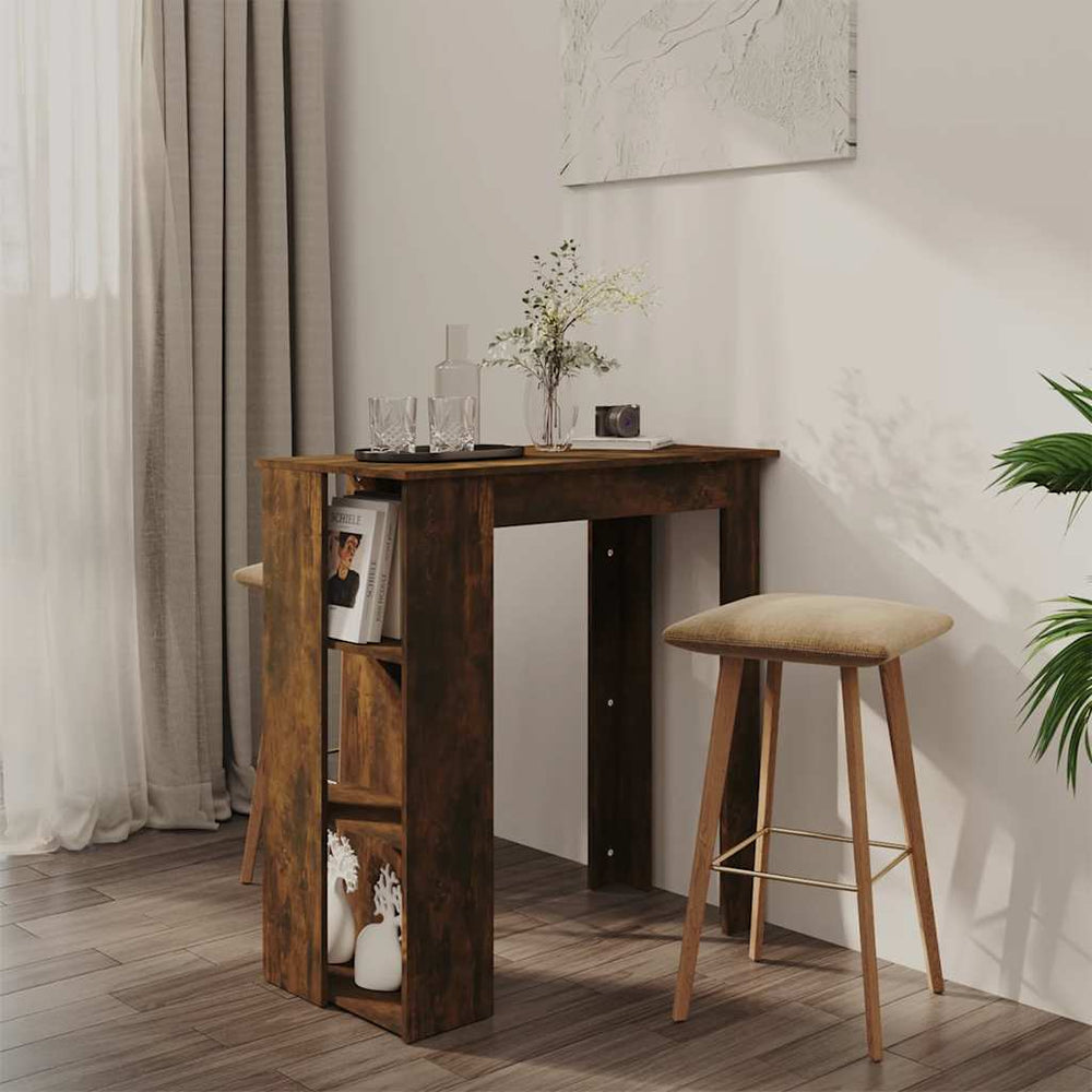 vidaXL Bar Table with Shelves Smoked Oak 102x50x103.5 cm Engineered Wood