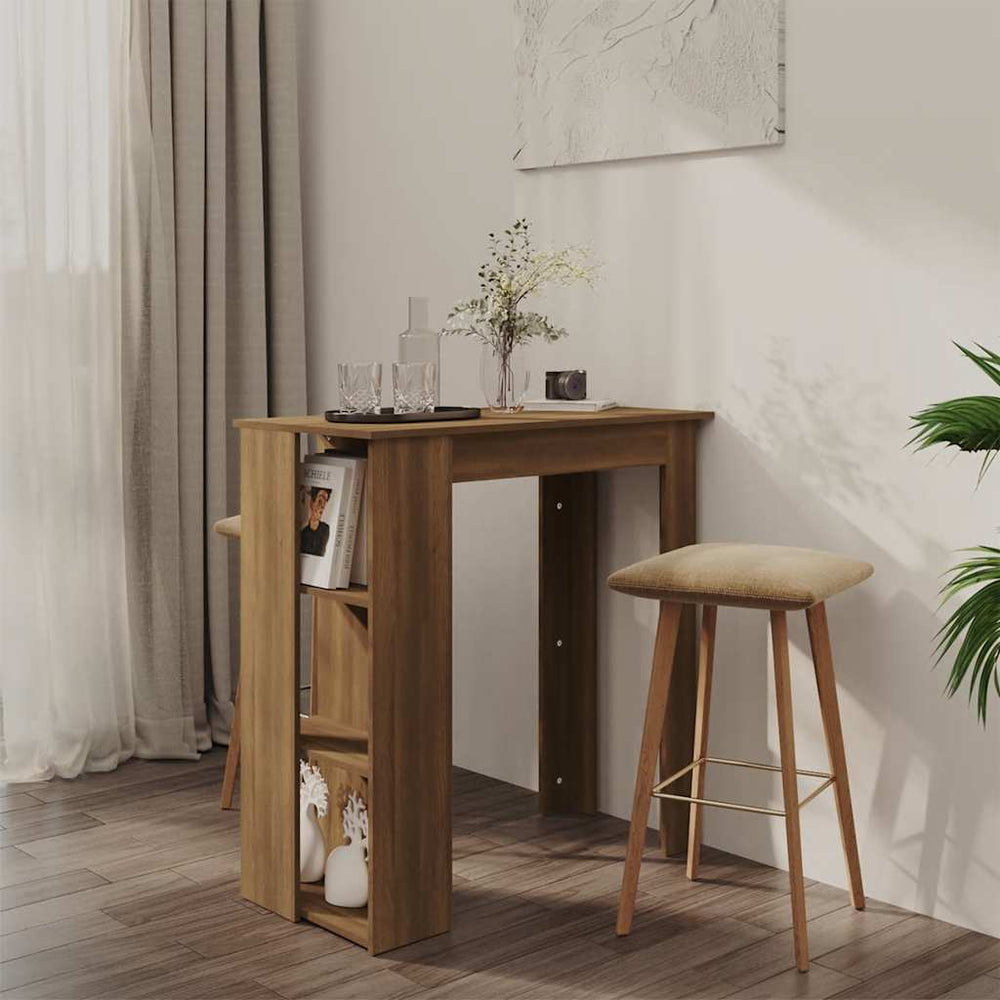 vidaXL Bar Table with Shelves Brown Oak 102x50x103.5 cm Engineered Wood