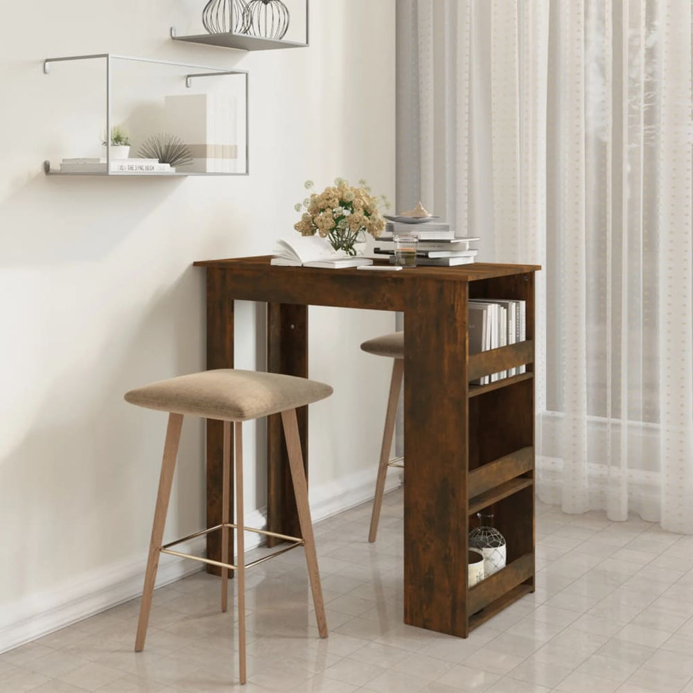 vidaXL Bar Table with Shelves Smoked Oak 102x50x103.5cm Engineered Wood
