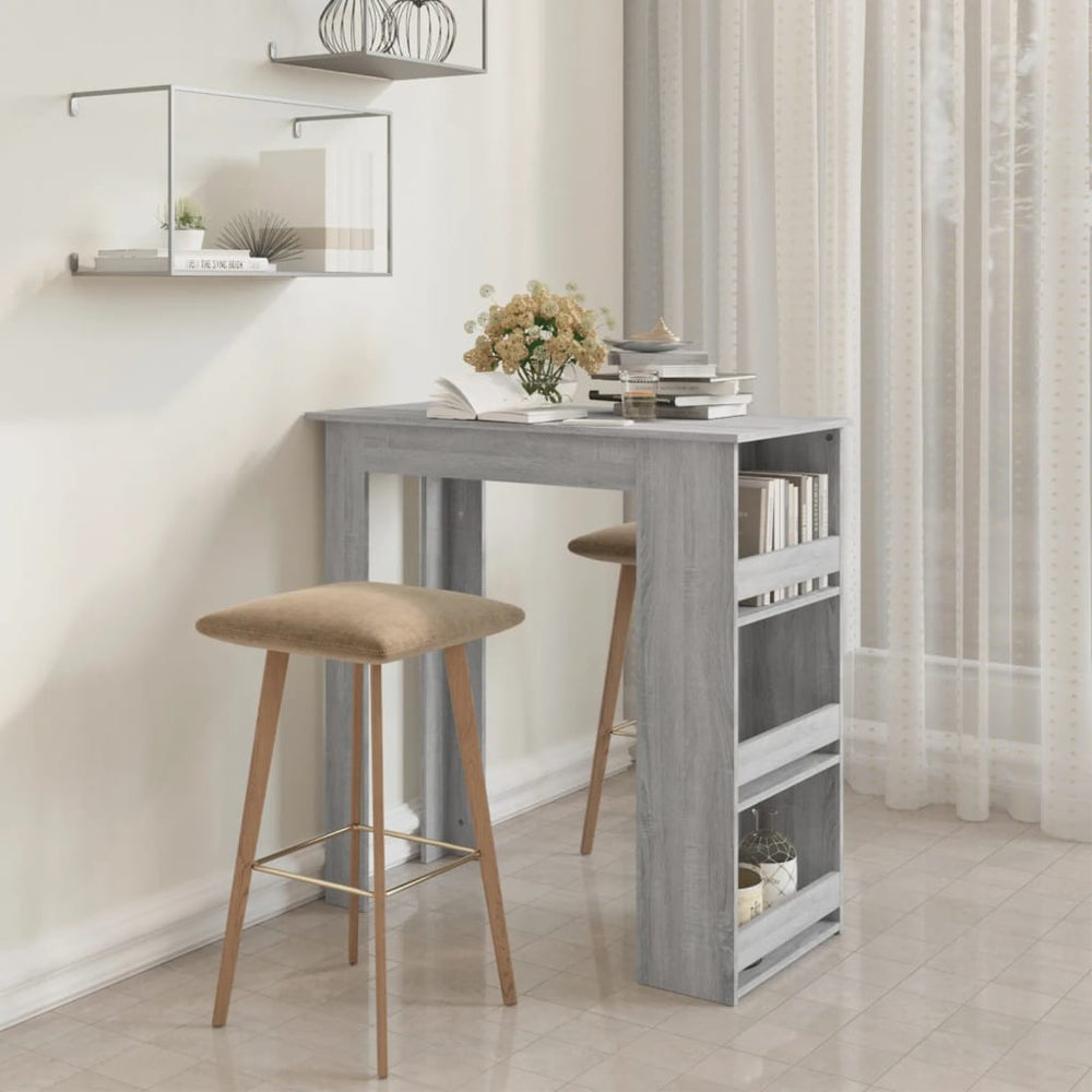 vidaXL Bar Table with Shelf Grey Sonoma 102x50x103.5cm Engineered Wood