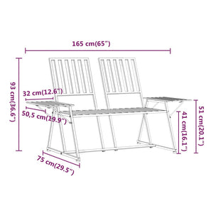 vidaXL 2-Seater Garden Bench 165 cm Black Steel