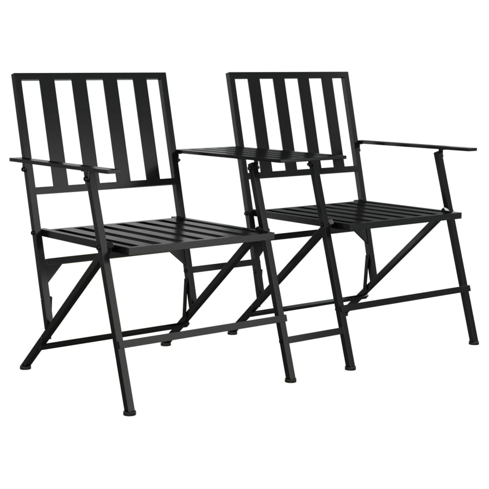 vidaXL 2-Seater Garden Bench Foldable 137 cm Black Steel
