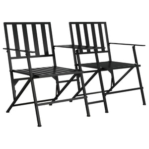 vidaXL 2-Seater Garden Bench Foldable 137 cm Black Steel
