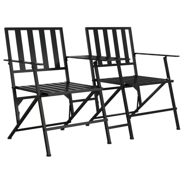 vidaXL 2-Seater Garden Bench Foldable 137 cm Black Steel