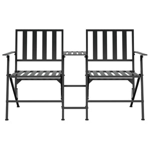 vidaXL 2-Seater Garden Bench Foldable 137 cm Black Steel