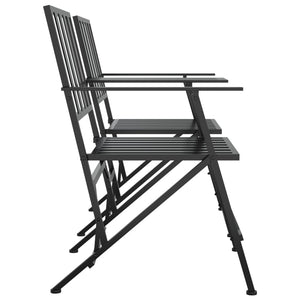 vidaXL 2-Seater Garden Bench Foldable 137 cm Black Steel