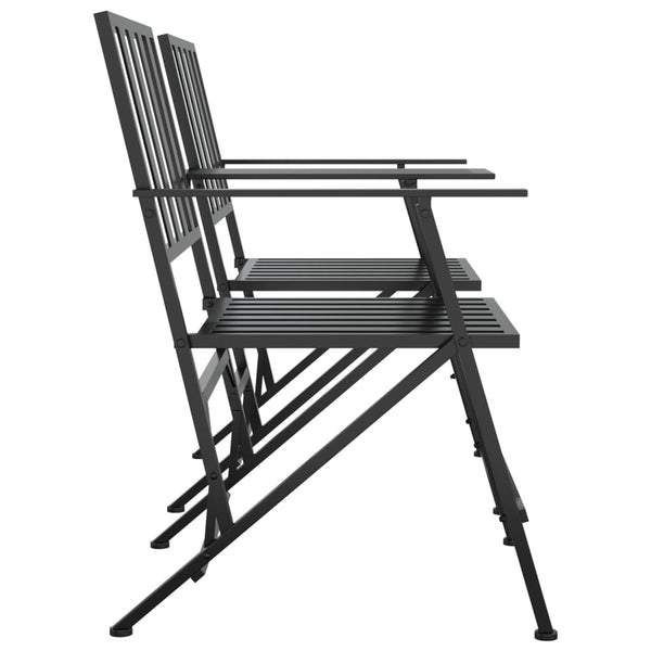 vidaXL 2-Seater Garden Bench Foldable 137 cm Black Steel