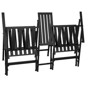 vidaXL 2-Seater Garden Bench Foldable 137 cm Black Steel