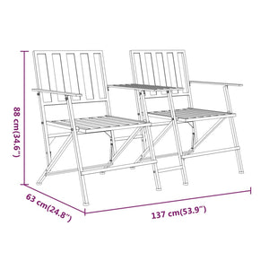 vidaXL 2-Seater Garden Bench Foldable 137 cm Black Steel