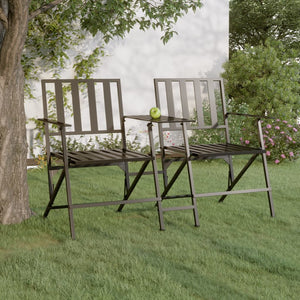 vidaXL 2-Seater Garden Bench Foldable 137 cm Black Steel