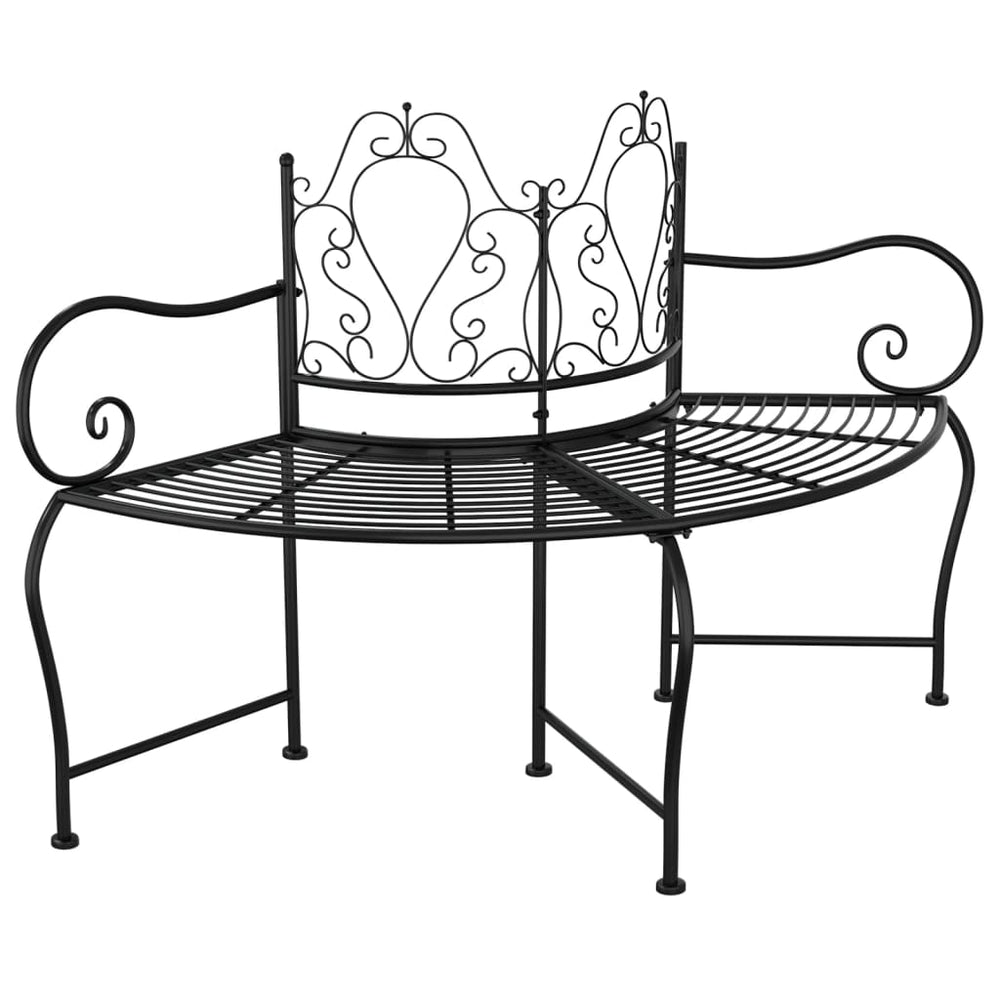 vidaXL Tree Bench 150 cm Black Steel