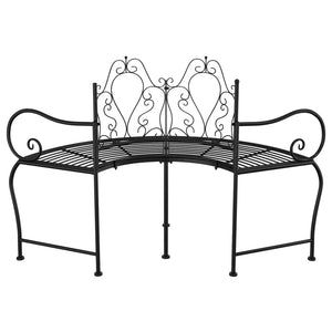vidaXL Tree Bench 150 cm Black Steel
