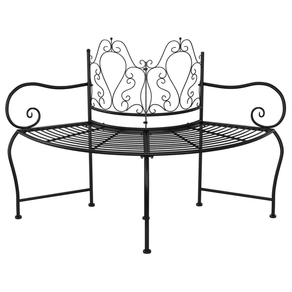 vidaXL Tree Bench 150 cm Black Steel