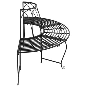 vidaXL Half-Round Tree Bench Ø159 cm Black Steel
