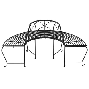 vidaXL Half-Round Tree Bench Ø159 cm Black Steel