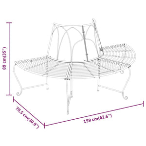vidaXL Half-Round Tree Bench Ø159 cm Black Steel