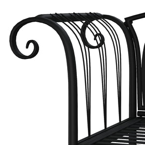 vidaXL 2-Seater Garden Bench 128 cm Black Steel