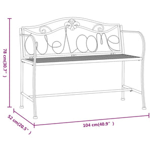 vidaXL 2-Seater Garden Bench 104 cm Black Steel