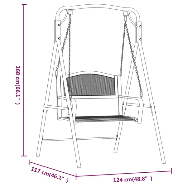 vidaXL Hollywood Swing 124 cm Black Steel