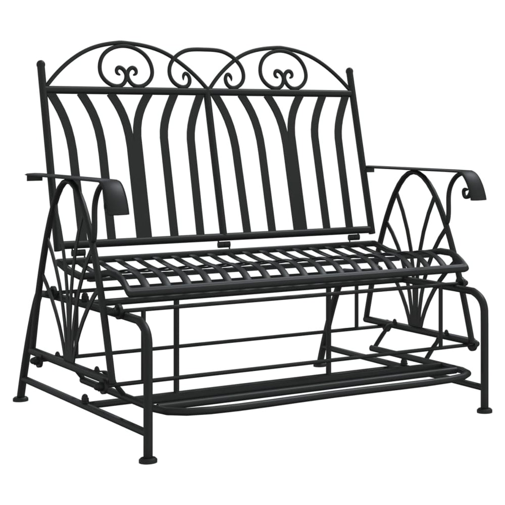 vidaXL Swing Bench 2-Seater 114 cm Black Steel