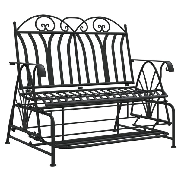 vidaXL Swing Bench 2-Seater 114 cm Black Steel