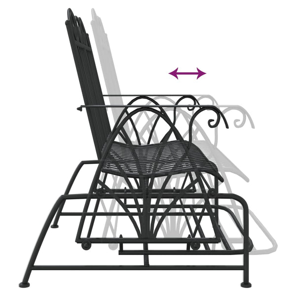 vidaXL Swing Bench 2-Seater 114 cm Black Steel